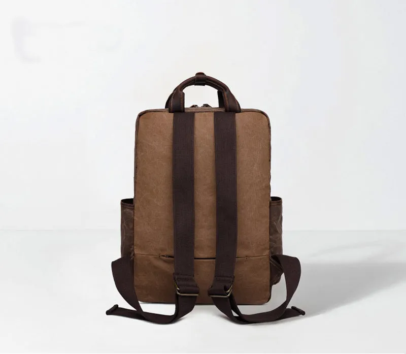 Oil wax canvas bag backpack for men's travel retro canvas bag large capacity outdoor backpack Leather backpack