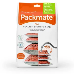 Packmate 10pc Flat Vacuum Storage Bag Set - 2 J, 2 XL, 3 L, 3 M