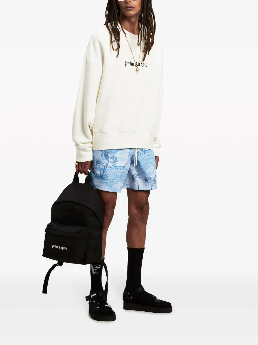 Palm Angels Logo-Embroidered Canvas Backpack