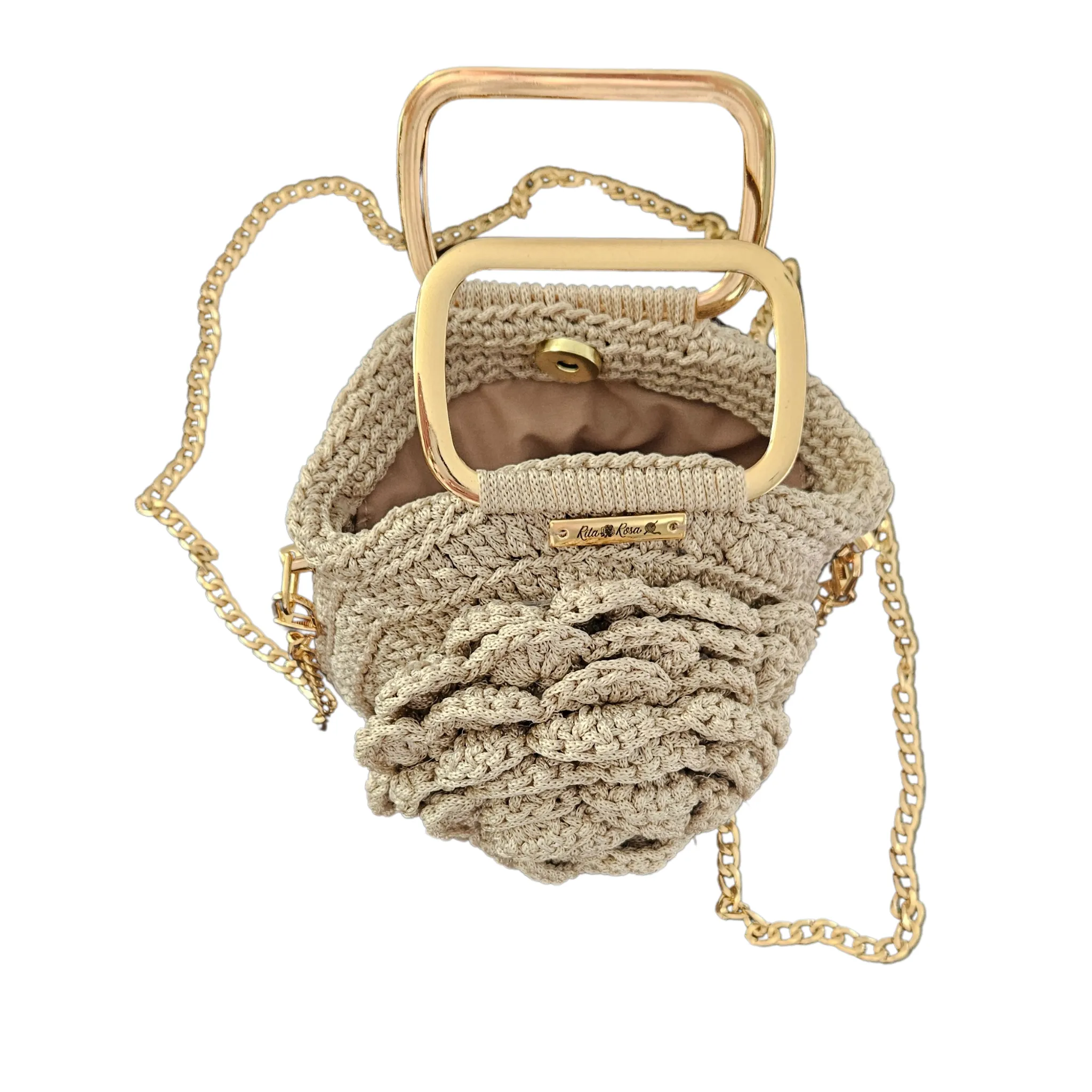 Petite Bloom Macramé Tote – Spiral Bloom (With Handle)