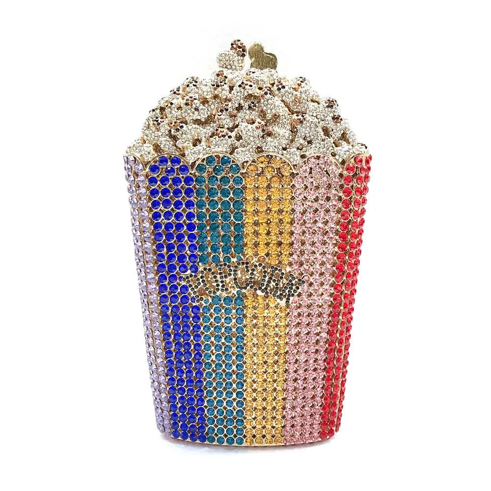 Popcorn Crystal Clutch Purses