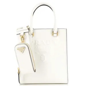 PRADA Lux Embossed Logo Tote Saffiano Leather Small