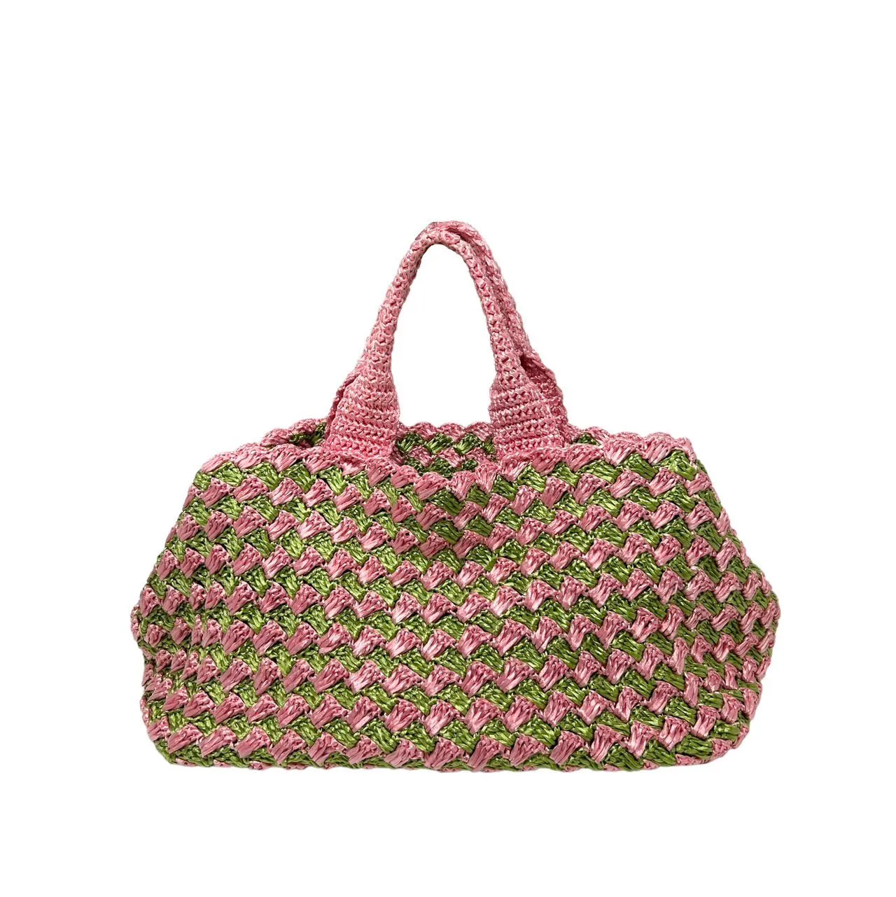 Prada Pink Jumbo Raffia Tote