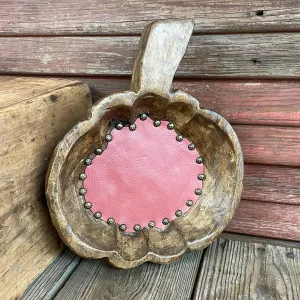 Pumpkin Décor Bowl - w/ Rust Red Leather