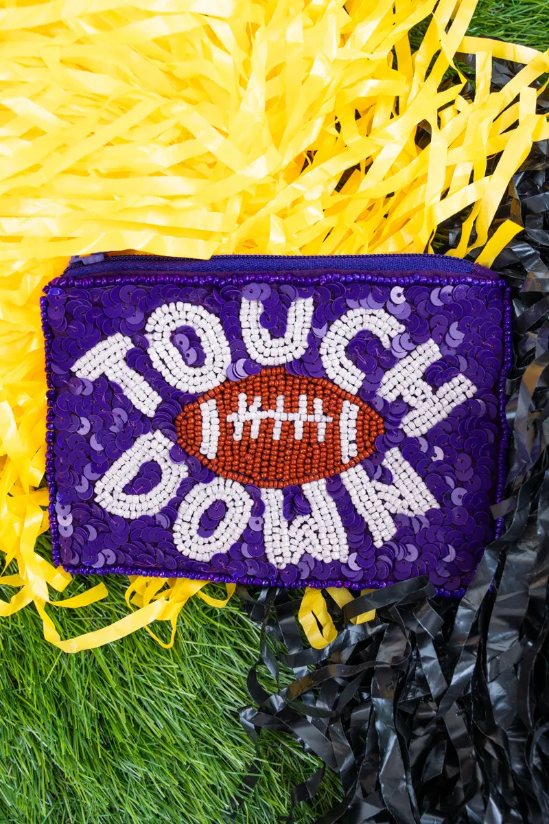 Purple 'Touch Down' Glimmering Coin Purse
