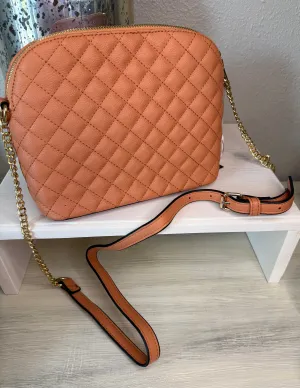 Quilted Orange Shoulder Crossbody Purse