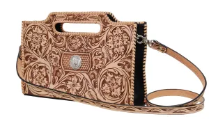 Rafter T Chic Clutch Brown Tooled