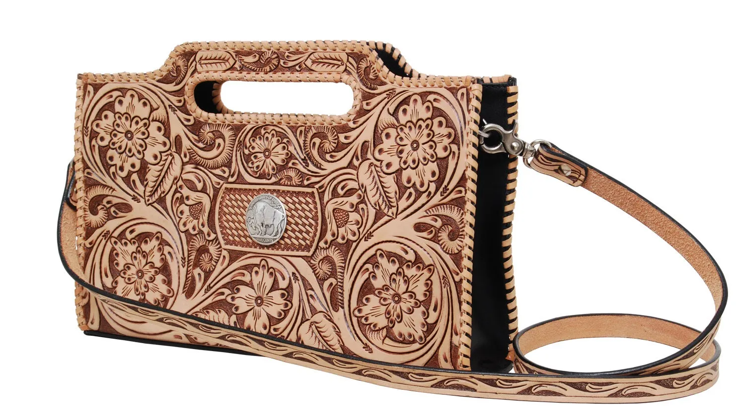 Rafter T Chic Clutch Brown Tooled