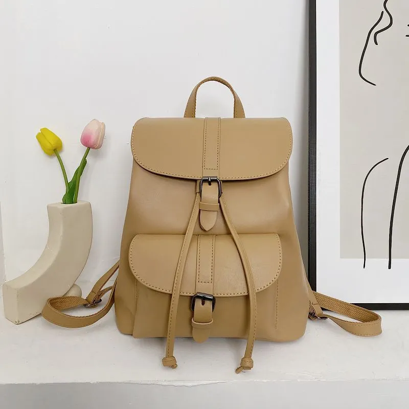 Realaiot Drawstring Women Backpack female Shoulder Bag Trendy School Bag Teenage Girls High Quality PU Leather Fashion Rucksack bagpack