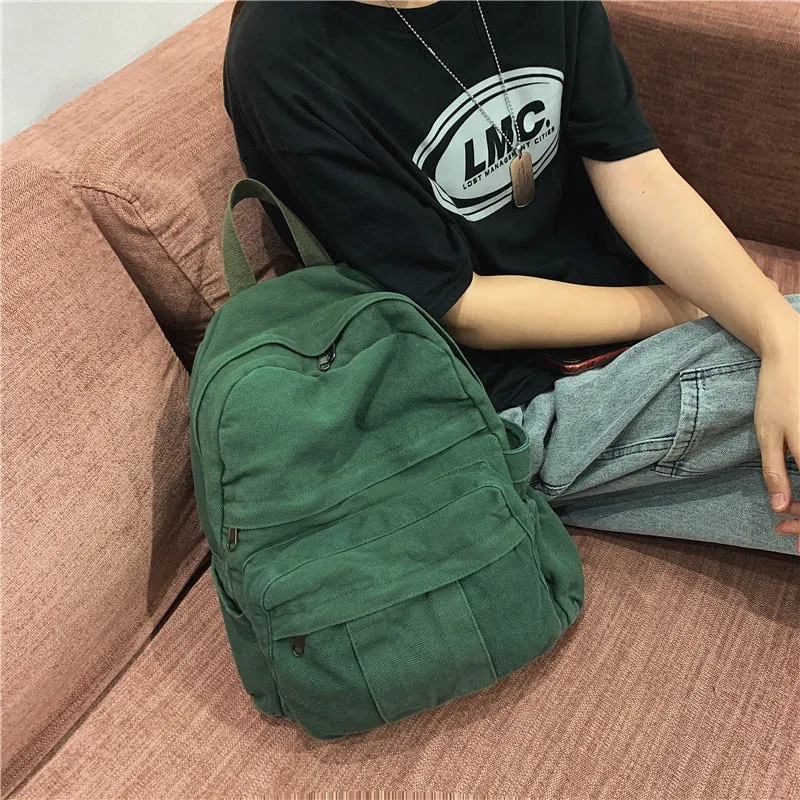 Realaiot Girl Women Backpack School Bag Women's Backpack Student Fashion Canvas Teenager  Daypack Teenage Bagpack Teen Rucksack