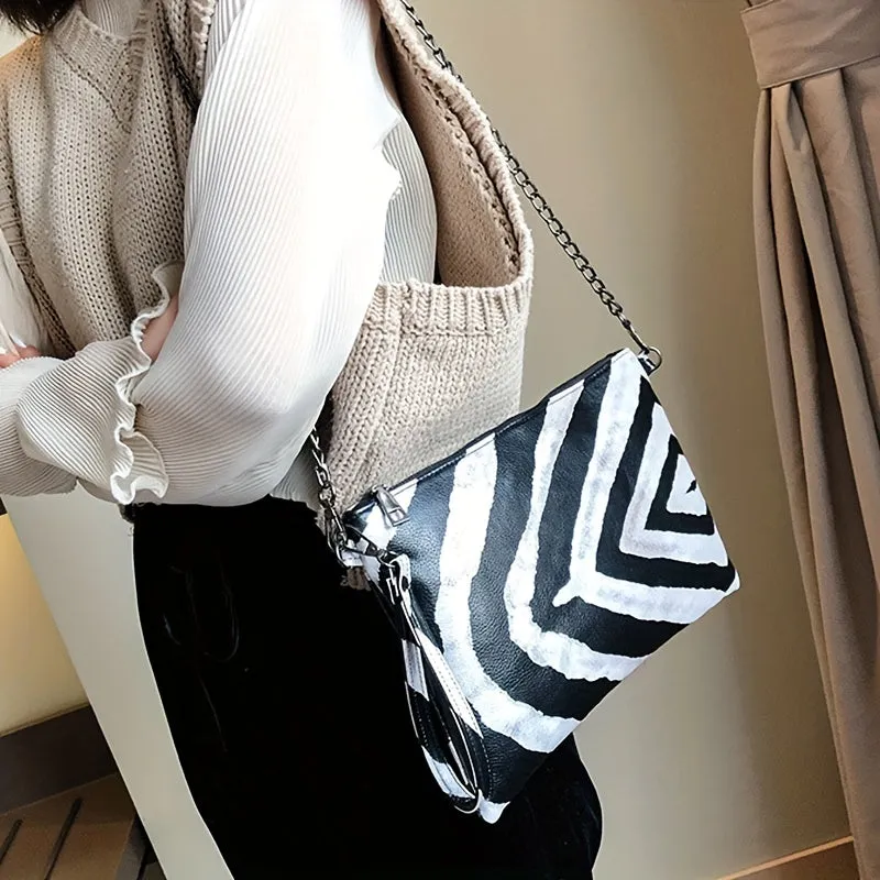 realaiot  Leopard Print Clutch Bag For Women, Vintage Chain Crossbody Bag, Fashion Wristlet Purses For Evening Party Banquet