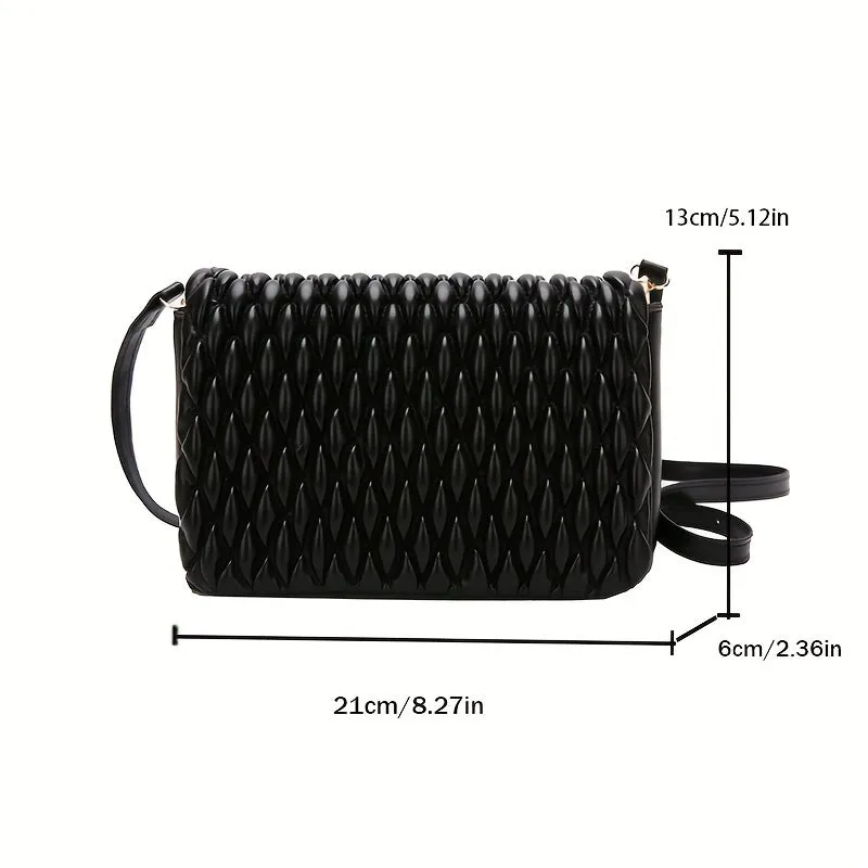 realaiot  Quilted Ruched Crossbody Bag, Niche Design Shoulder Bag, Women's Clutch Square Purses