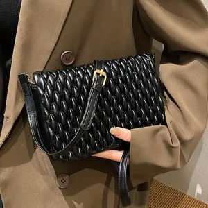 realaiot  Quilted Ruched Crossbody Bag, Niche Design Shoulder Bag, Women's Clutch Square Purses