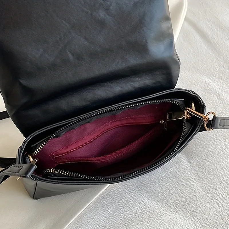 realaiot  Quilted Ruched Crossbody Bag, Niche Design Shoulder Bag, Women's Clutch Square Purses