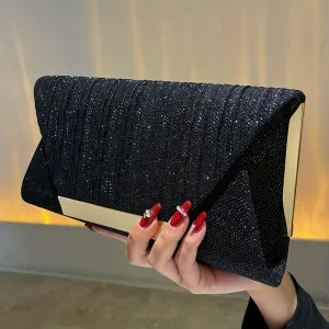 realaiot  Sequins Ruched Evening Bag, Glitter Clutch Purses For Women, Envelope Handbag For Prom Wedding Party