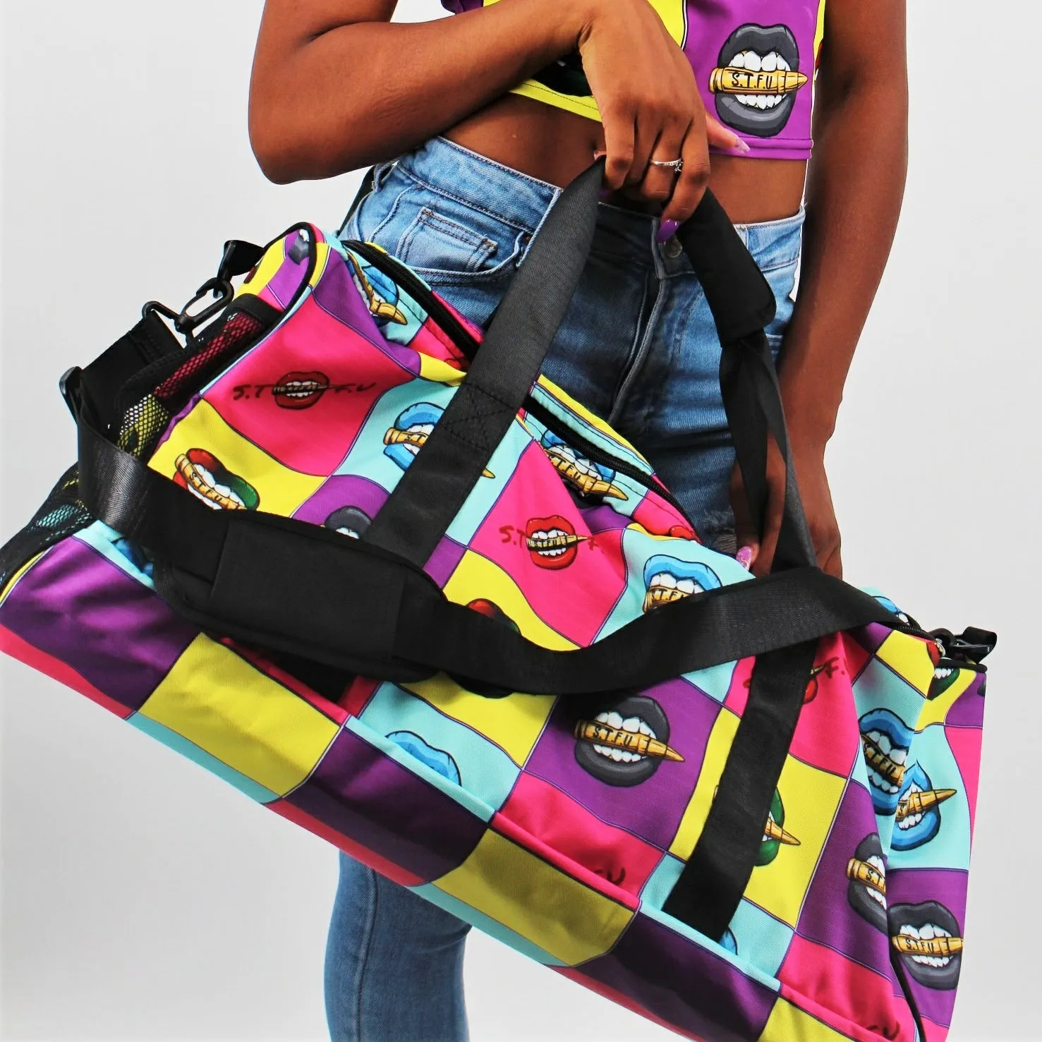 Retro Colorblock STFU Logo Duffel Bag