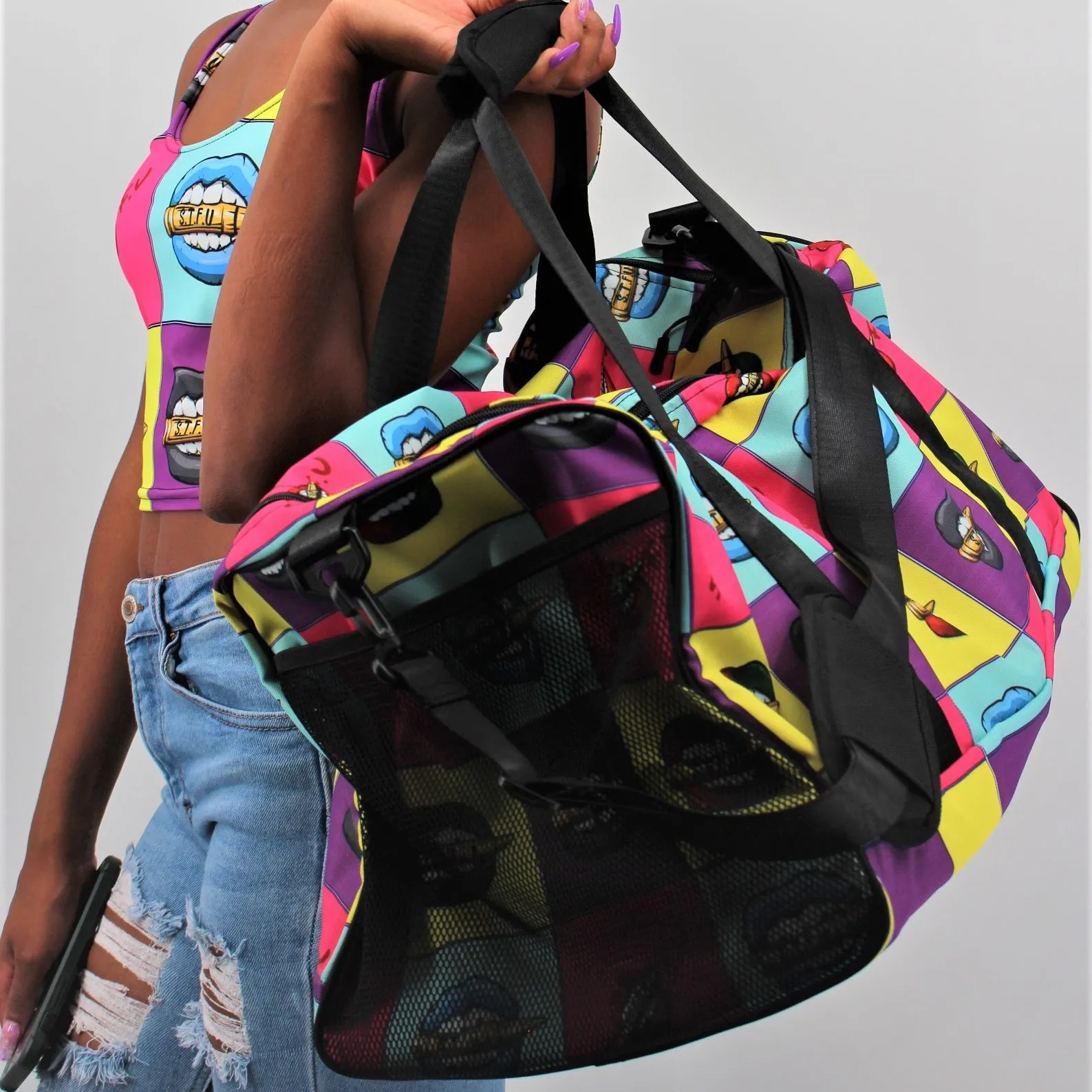 Retro Colorblock STFU Logo Duffel Bag