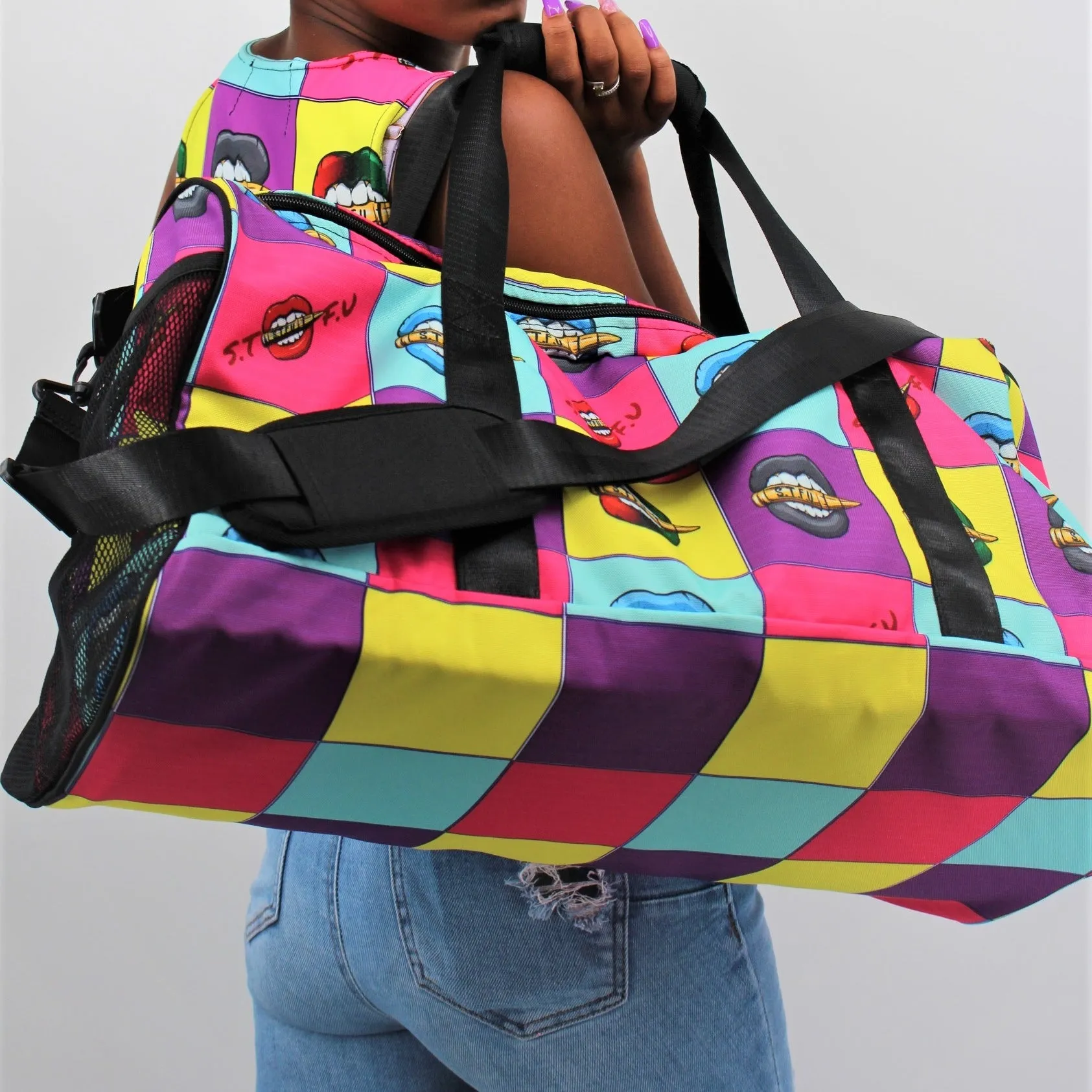 Retro Colorblock STFU Logo Duffel Bag