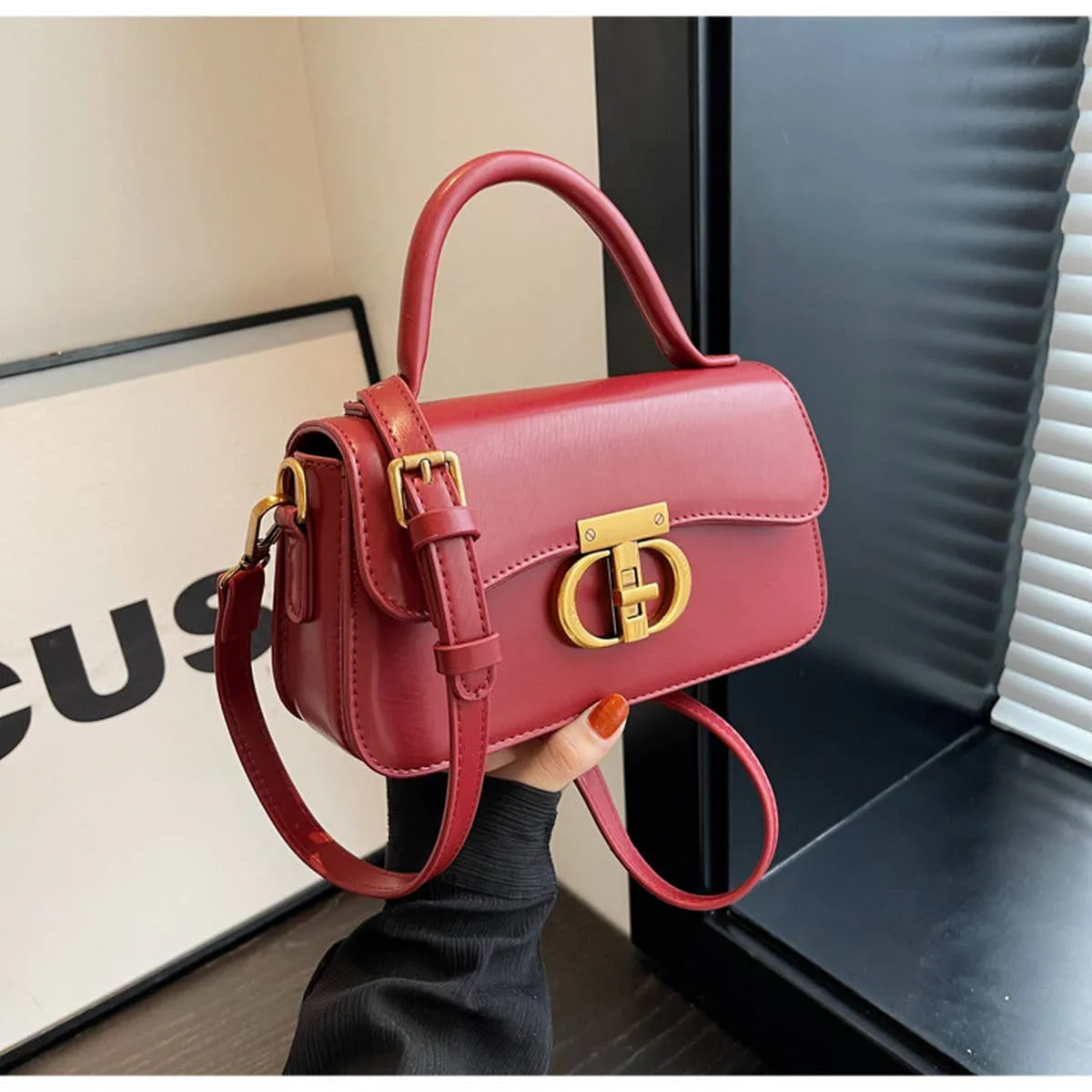 RETRO SMALL SQUARE HANDBAG SHOULDER CROSSBODY BAG_CWAB1556: Brown / (OS) 1