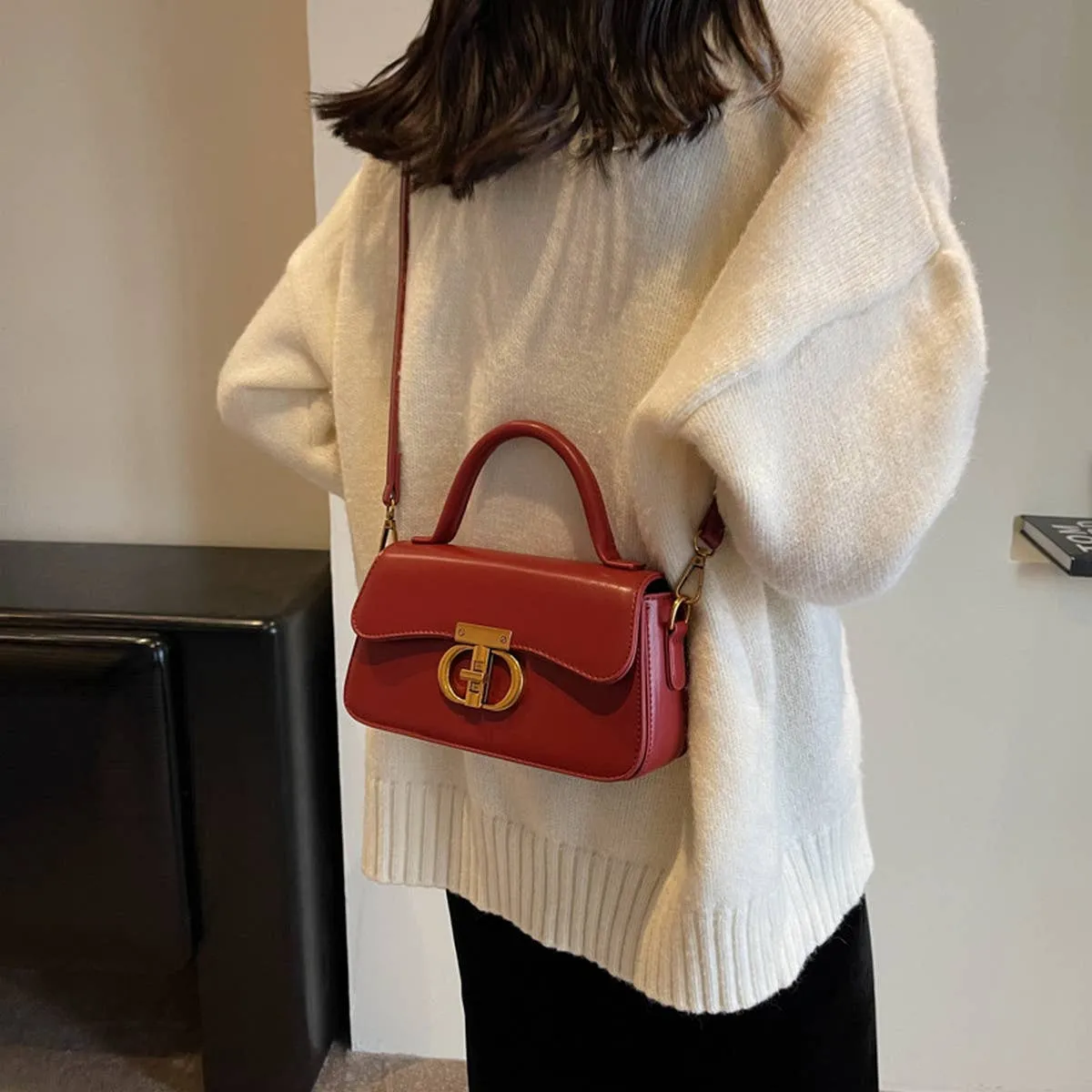 RETRO SMALL SQUARE HANDBAG SHOULDER CROSSBODY BAG_CWAB1556: Brown / (OS) 1