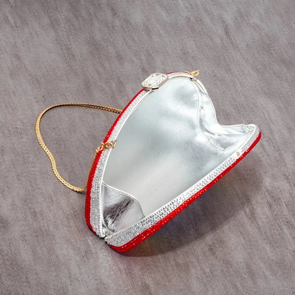 Rhinestone Clutch Rainbow Half Moon Purse