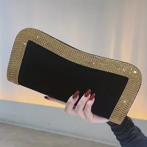 Rhinestone Decor Portable Clutch Bag, Metal Chain Shiny Crossbody Bag, Women's Purses & Evening Bags