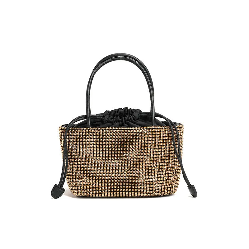 Rhinestone Embedded Top Handle Bag