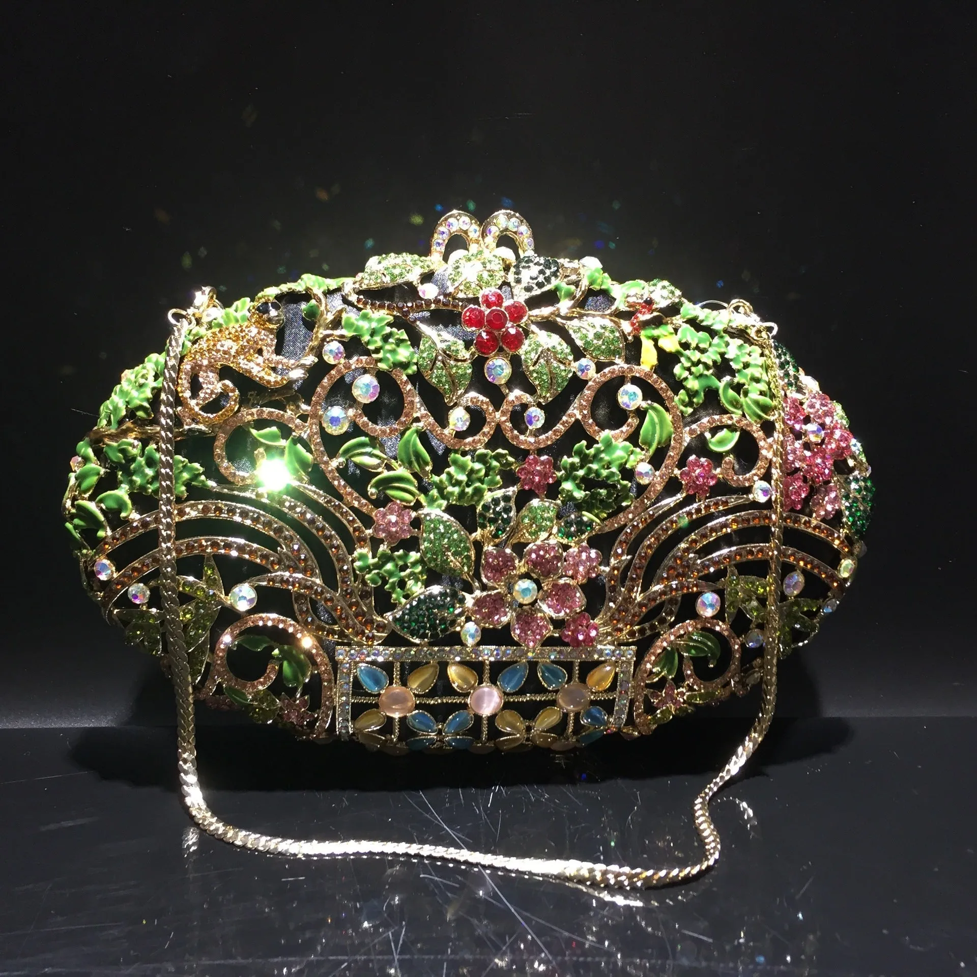 Rhinestone Evening Clutch Flower Exquisite Bag