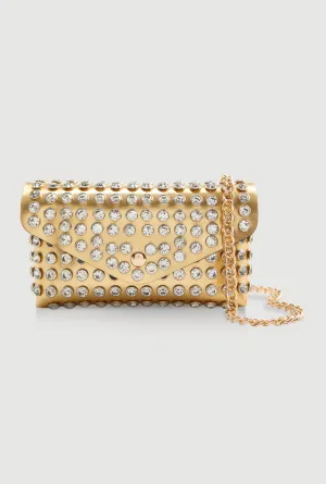 Rhinestone Studded Mini Envelope Crossbody Bag