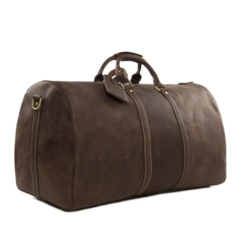 RockCow Mens Leather Duffle Bags, Leather Overnight Bag, Gym Bags