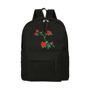 Rose Embroidered Canvas Backpack