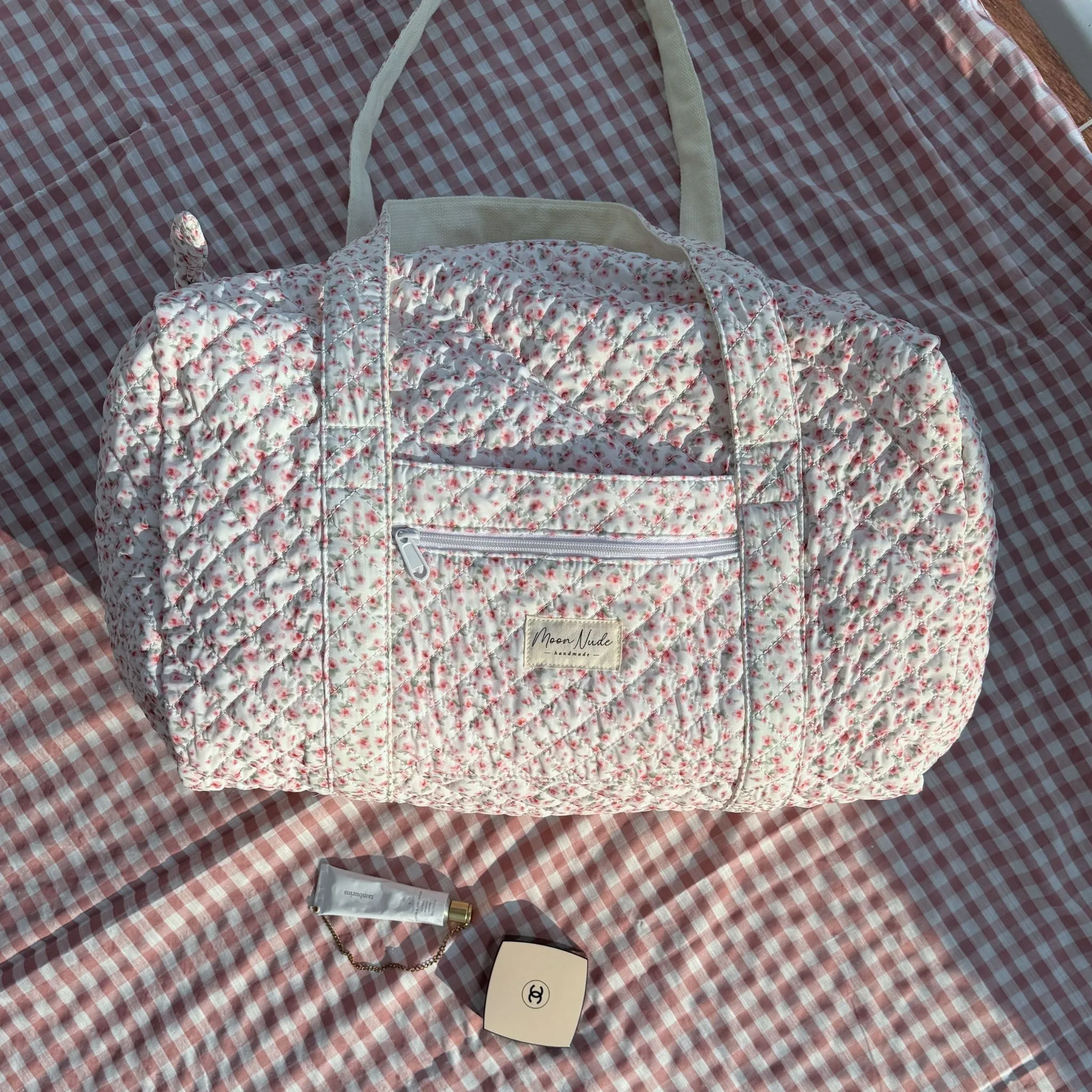 RoyaleGlow Peony Floral Travel Duffel Bag for Stylish Trips
