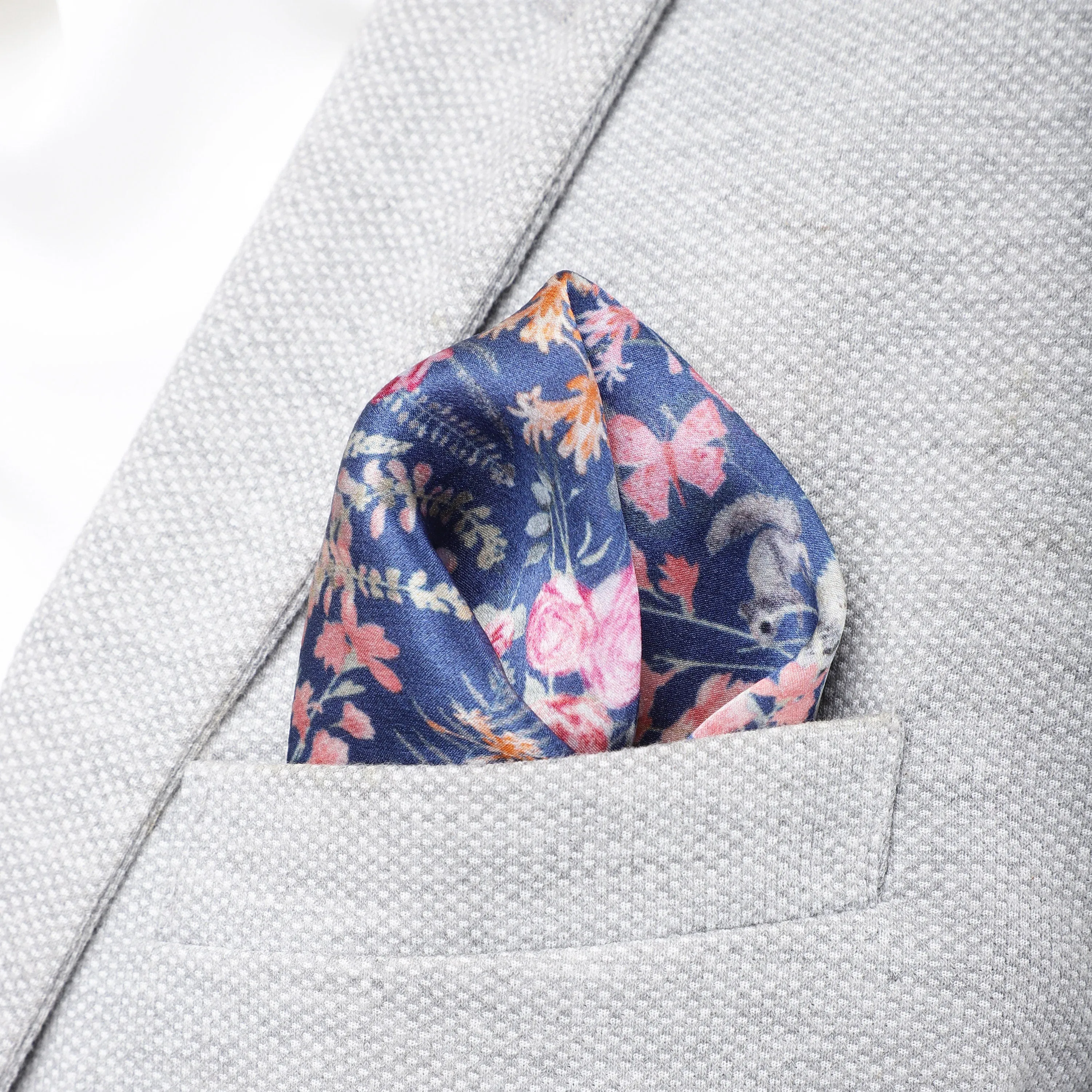 Silk Pocket Square Hand painted Garden Glimpses