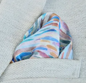 Silk Pocket Square Hand  painted Vibrant Abstract