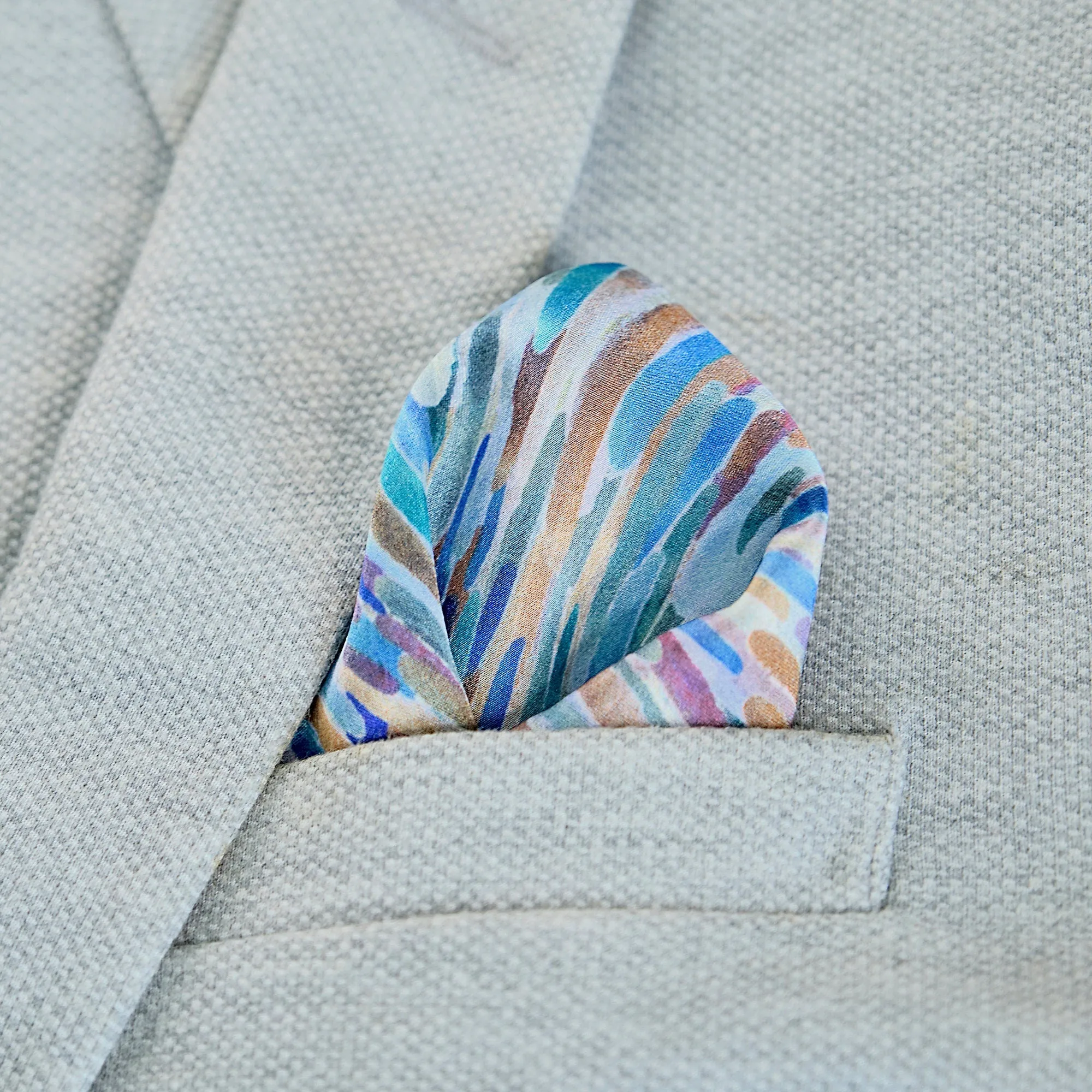 Silk Pocket Square Hand  painted Vibrant Abstract