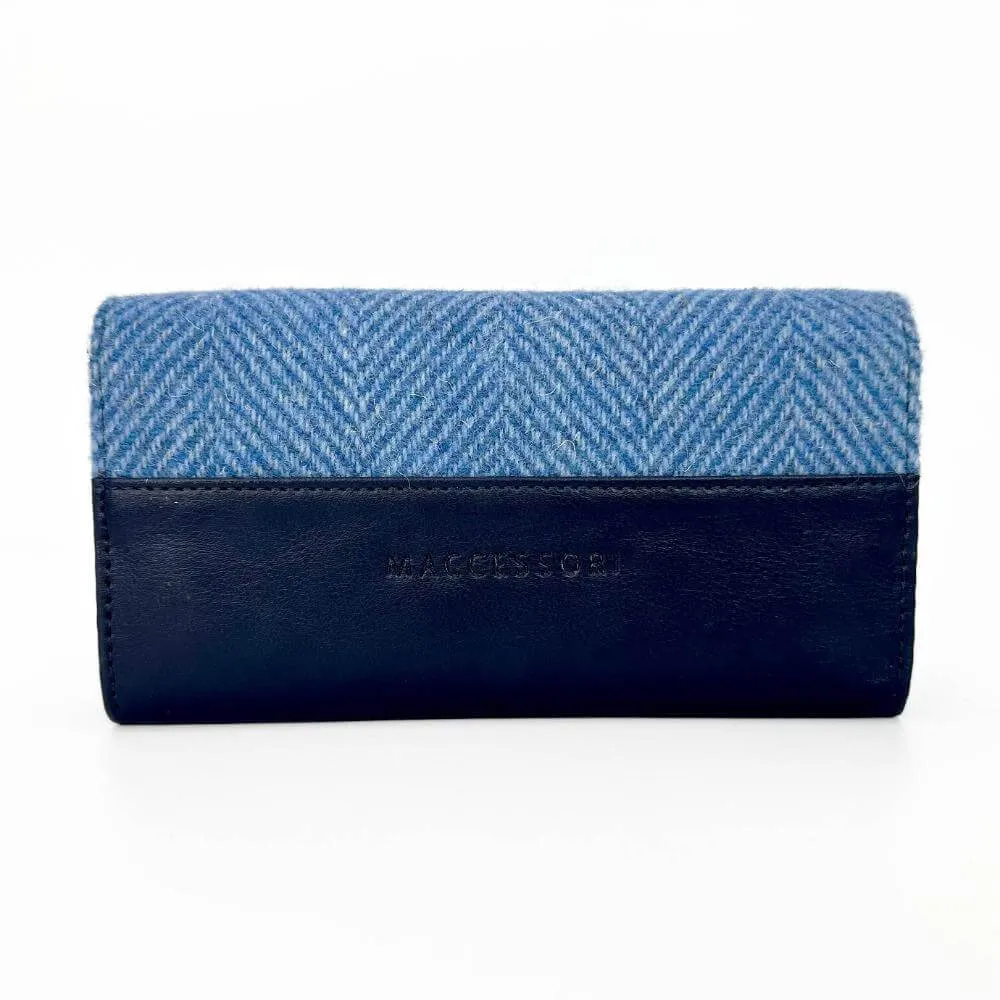 Sky Blue Harris Tweed Envelope Purse