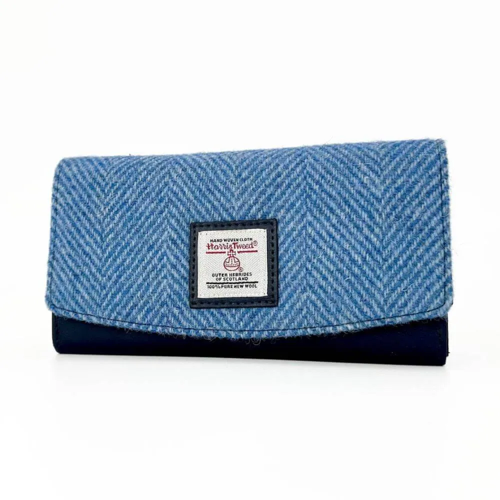 Sky Blue Harris Tweed Envelope Purse
