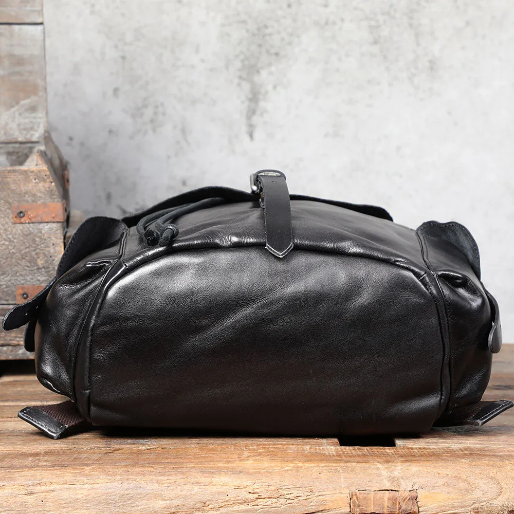 Small Black Leather Backpack  | Lake Victoria