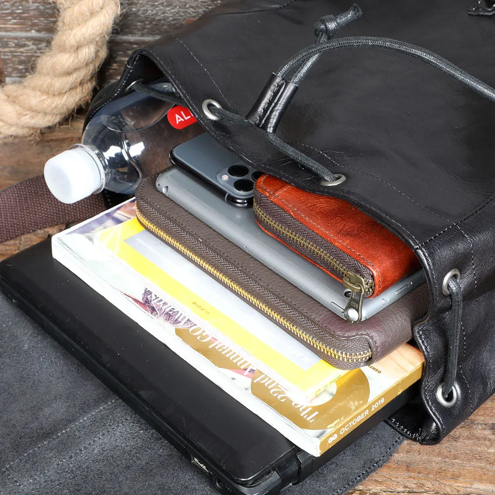 Small Black Leather Backpack  | Lake Victoria
