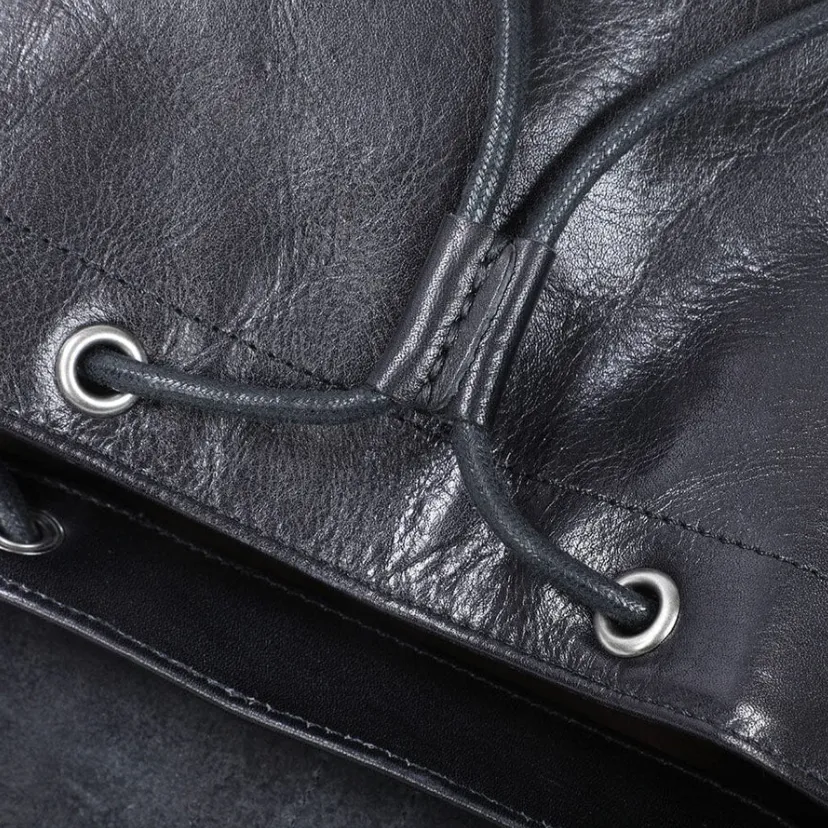 Small Black Leather Backpack  | Lake Victoria