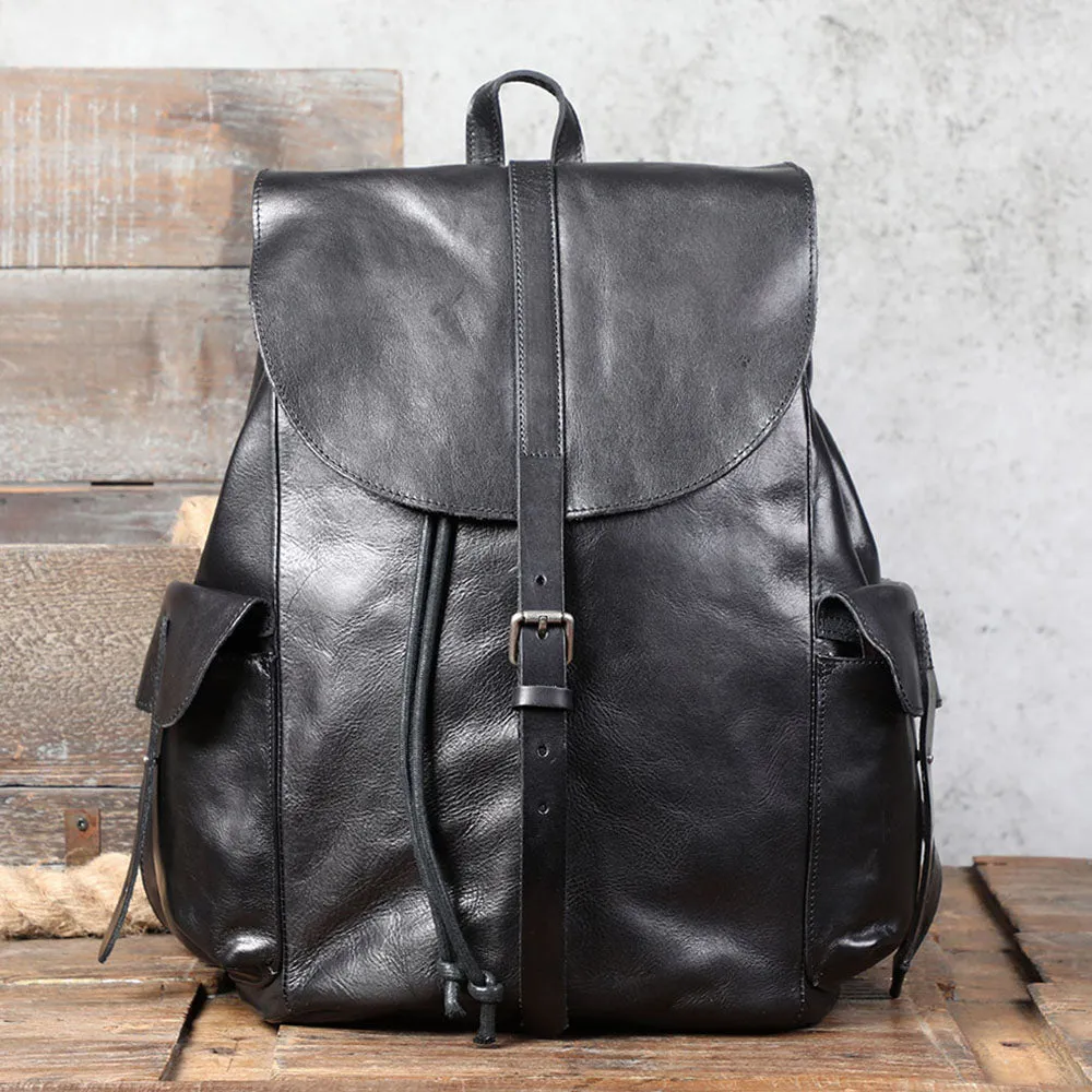Small Black Leather Backpack  | Lake Victoria