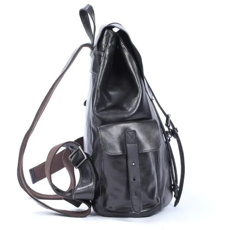 Small Black Leather Backpack  | Lake Victoria