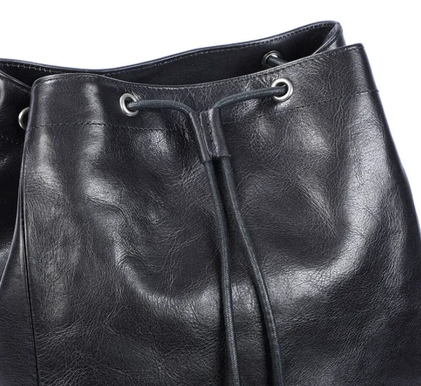 Small Black Leather Backpack  | Lake Victoria