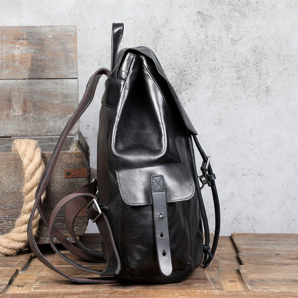 Small Black Leather Backpack  | Lake Victoria