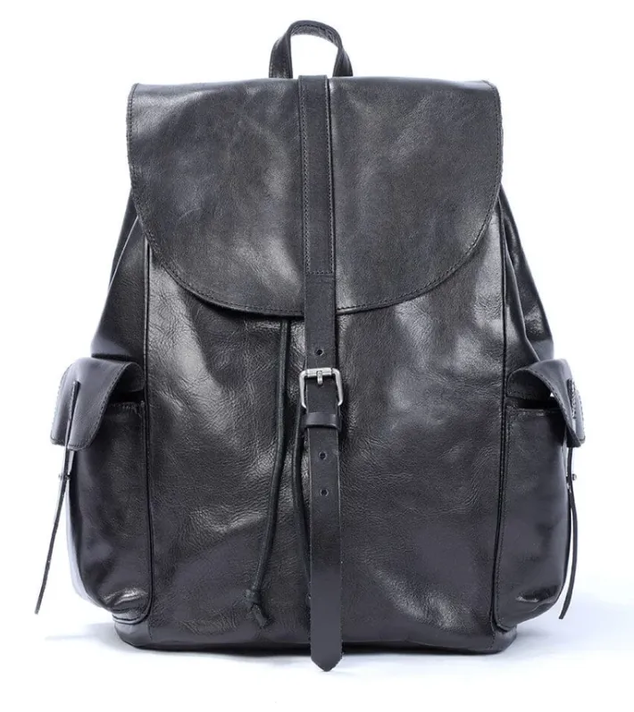 Small Black Leather Backpack  | Lake Victoria