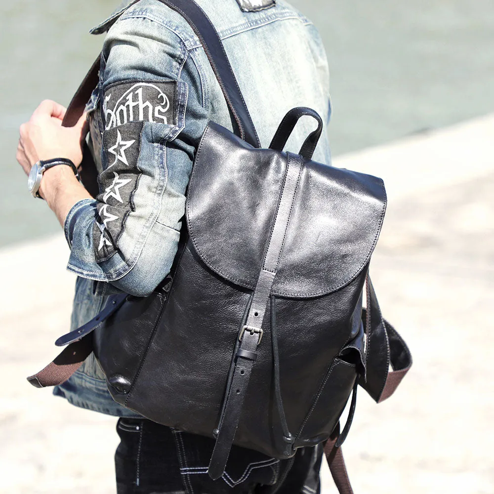 Small Black Leather Backpack  | Lake Victoria