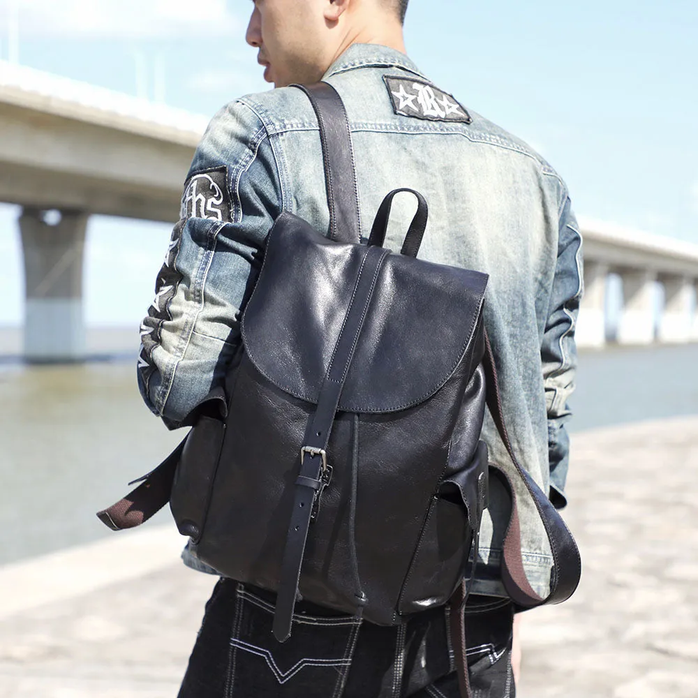 Small Black Leather Backpack  | Lake Victoria