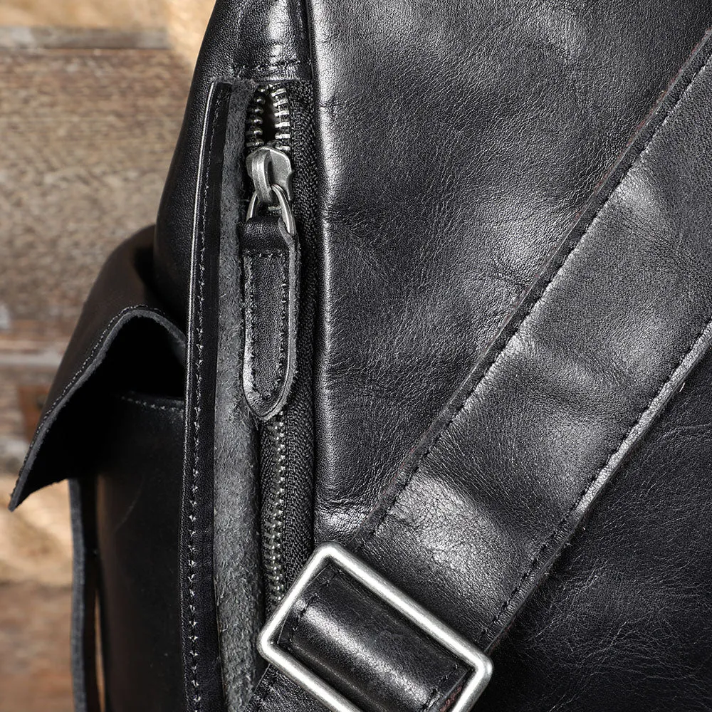 Small Black Leather Backpack  | Lake Victoria