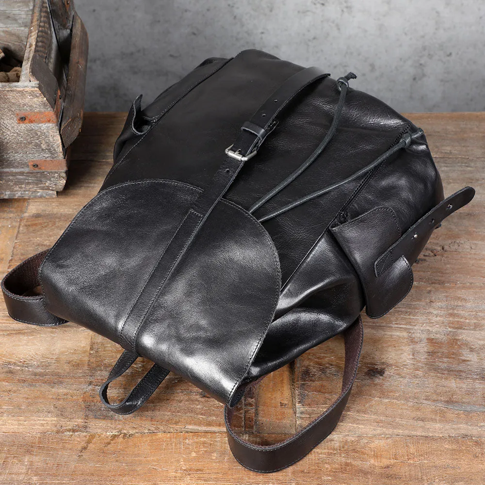 Small Black Leather Backpack  | Lake Victoria