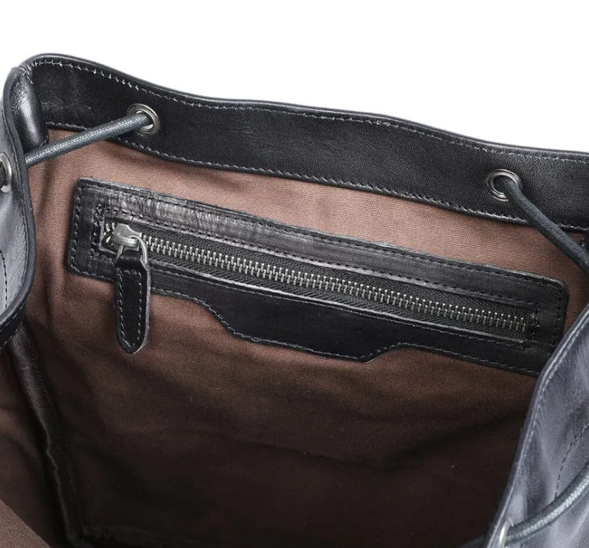 Small Black Leather Backpack  | Lake Victoria